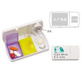 Dual Three Compartment Pill Box Dispenser and Organizer with Pill Cutter
